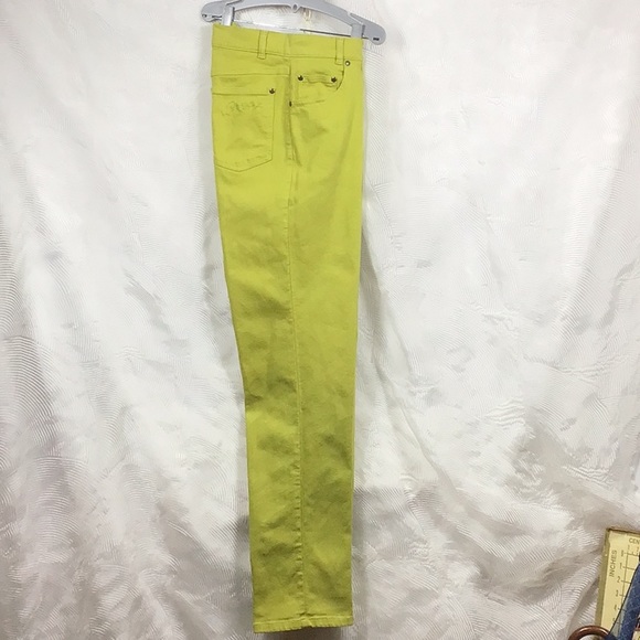 GEIGER Collections Jeans Chartreuse High Rise Straight Leg Zip Front - Picture 1 of 9